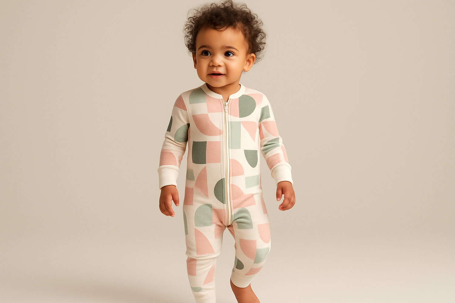 plain background - in a neutral color and make the onesie a zip