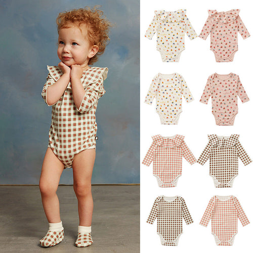 Baby Girl Plaid Envelope Collar Bodysuit