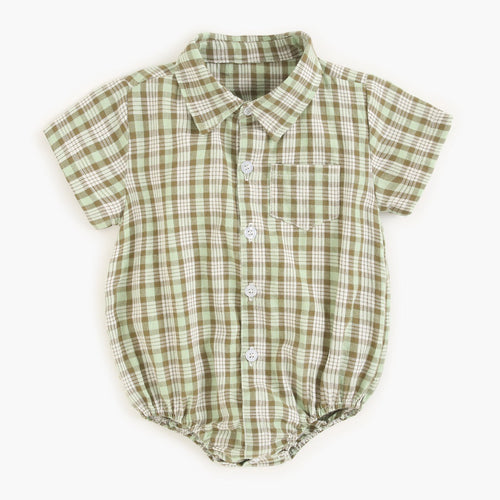 Baby Boy Plaid Pattern Bodysuit