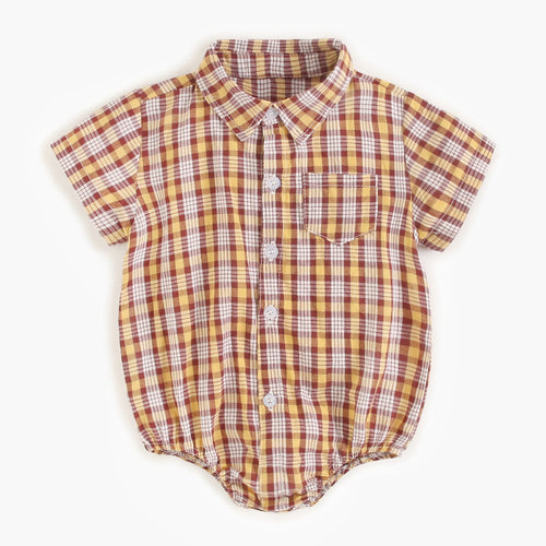 Baby Boy Plaid Pattern Bodysuit