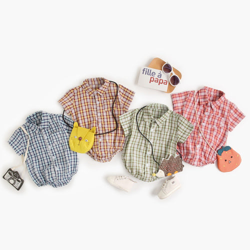 Baby Boy Plaid Pattern Bodysuit