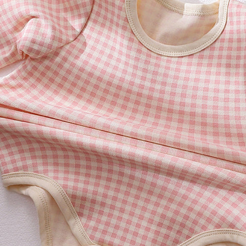 Baby Plaid Pattern Onesies Combo Pants With Hat