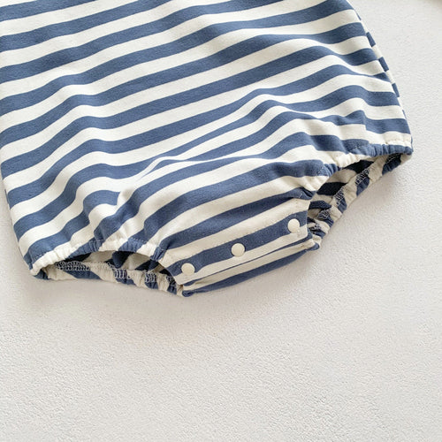 Baby Boy Striped Bear Embroidered Onesie